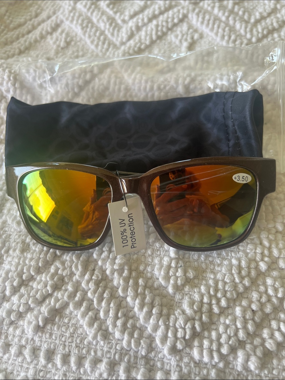 +3.50 Mangano Brown Sunglasses with UV Protection bifocals